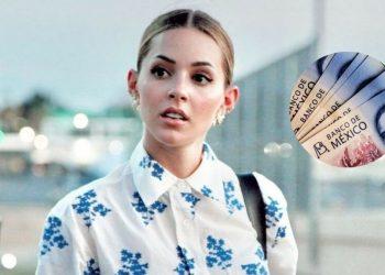 Woman in a White Blouse with Blue Floral Pattern, Outdoors, with a Circular Graphic of Mexican Banknotes Nearby (money Symbol Overlay). - Regio Politica